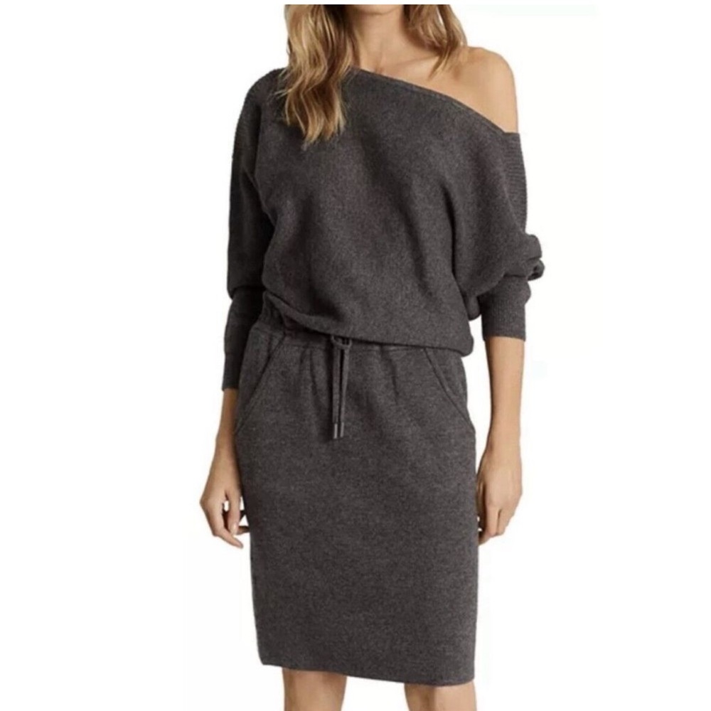Reiss Amara Off The Shoulder Draped Sweater Dress